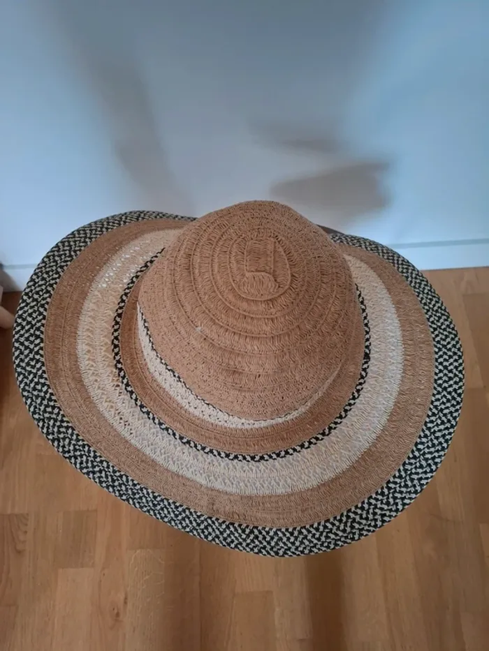 Grand Chapeau de Paille Neuf à Motifs Minelli TU - photo numéro 2