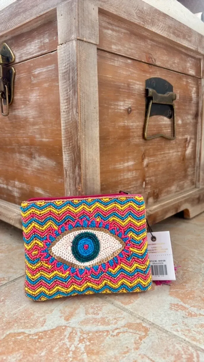 Porte monnaie bohème œil avec perles multicolores - photo numéro 8