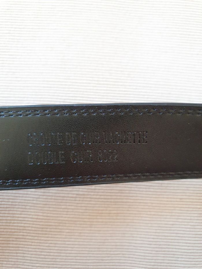 Ceinture noire en croûte de cuir - Boutique spécialisée - Ajustable de 50 à 125 cm - photo numéro 7