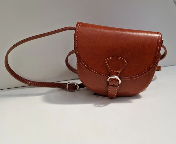 Sac Bandoulière Vintage Cuir Véritable Camel Vera Pelle - photo numéro 12