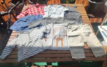 Lot sweat, chemise, 2 chemisettes, t-shirt manches longues, t-shirt, salopette et pantalon léger, Kiabi