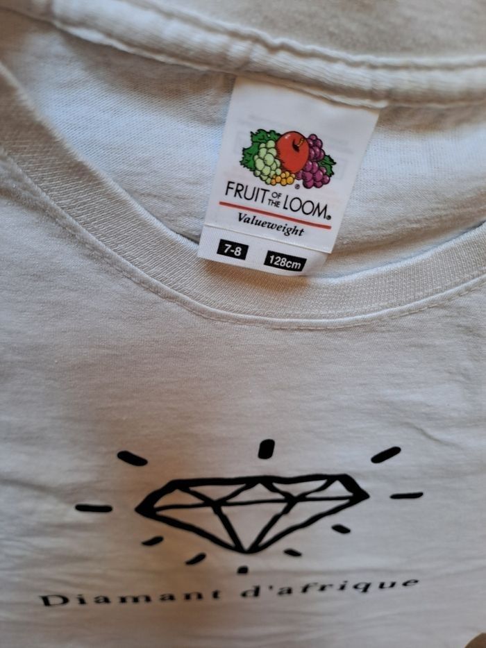 T-shirt blanc / T. 8 ans / " Fruit of the loom " / Édition limitée " Diamant d'Afrique " - photo numéro 2