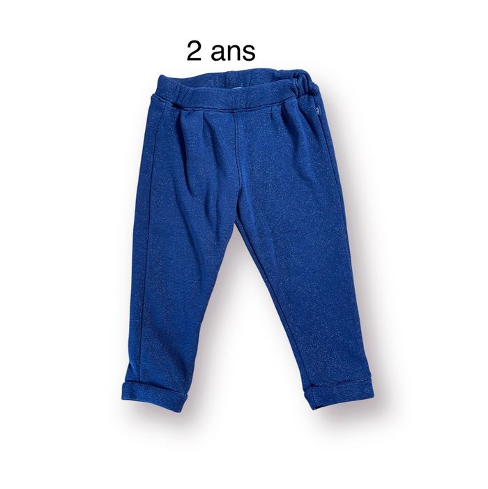 Obaïbi Pantalon legging bleu pailleté Taille 2 ans