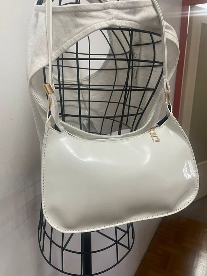 🌷🌷Sac À Bandoulière Brillant  blanc Sac À La Mode,  En Cuir synthétique Verni, - photo numéro 12