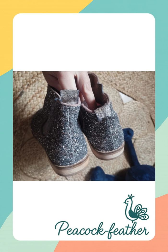 Bottines paillettes argentées Zara 36 - photo numéro 4