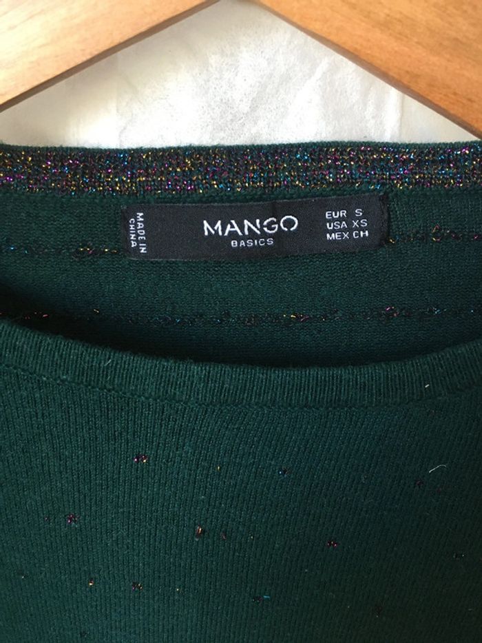 Pull pailleté vert sapin neuf Mango - photo numéro 3