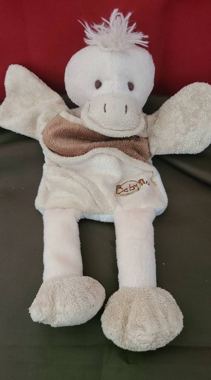 Doudou Marionnette Canard Marron Beige Baby Nat'