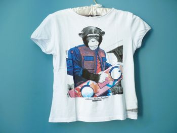 T-shirt Garçon japan rags 10 ans blanc manches courtes TBE