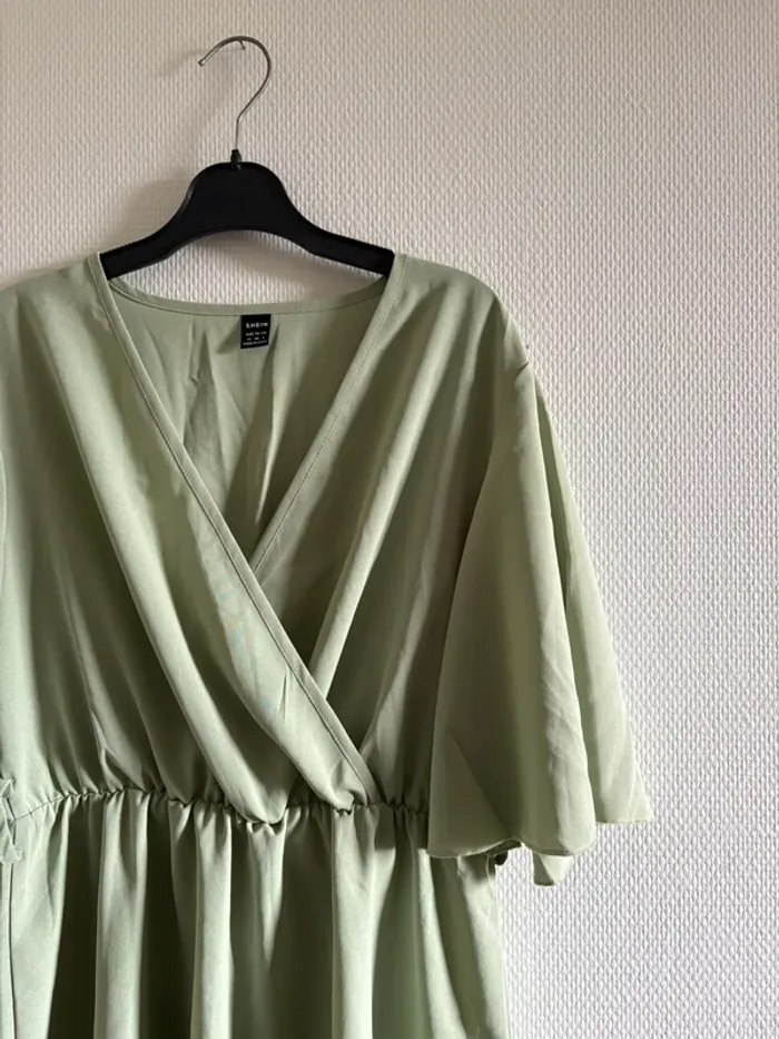 Robe fluide verte sauge - taille M - photo numéro 3