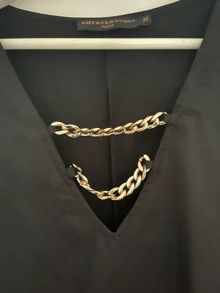 Blouse manches longues noir et doré - photo numéro 2