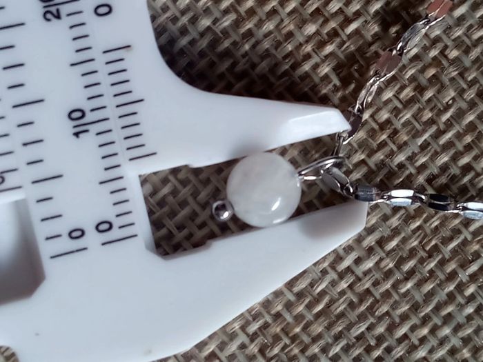 Collier acier argenté et pierre de lune - photo numéro 3