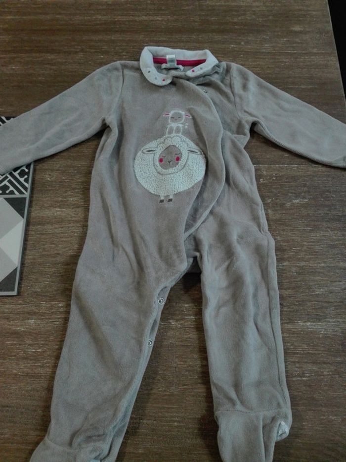 Pyjama bébé fille 18 mois marron col claudine mouton velours obaibi
