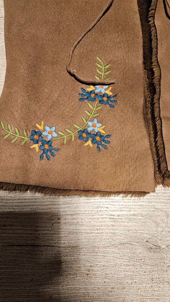 Gilet sans manche brun en peau, doublé, Zara Girls, taille 7/8 ans, nickel - photo numéro 5