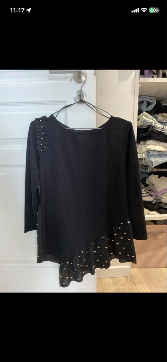 Tunique noire manche longue volant Taille 36-38 - photo numéro 2