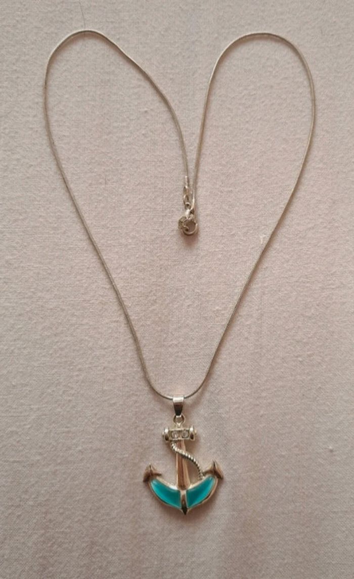 Collier ancre marine bleu - photo numéro 3