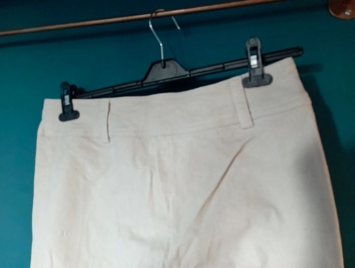 Pantalon femme velours lisse crème - photo numéro 3