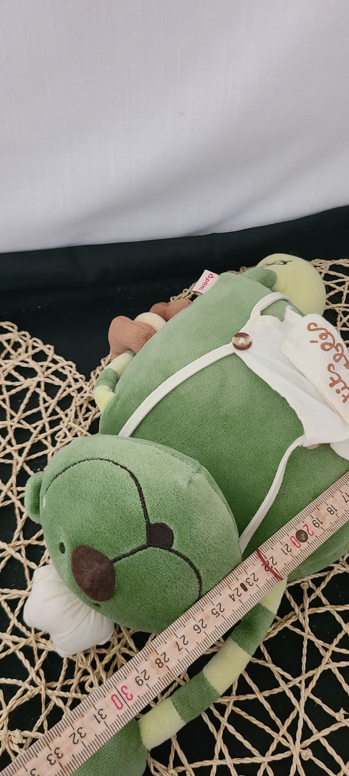 doudou peluche ours chat vert cuisinier les petits sablés dpam - - photo numéro 3