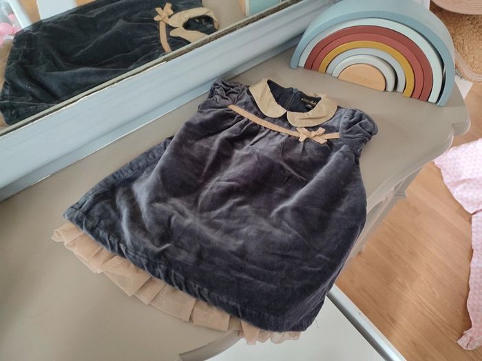 Robe velours grise et dorée 3 mois Kimbaloo