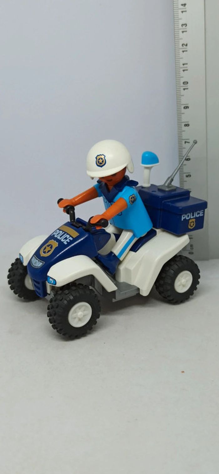 Véhicule quad de police à friction avec policier playmobil