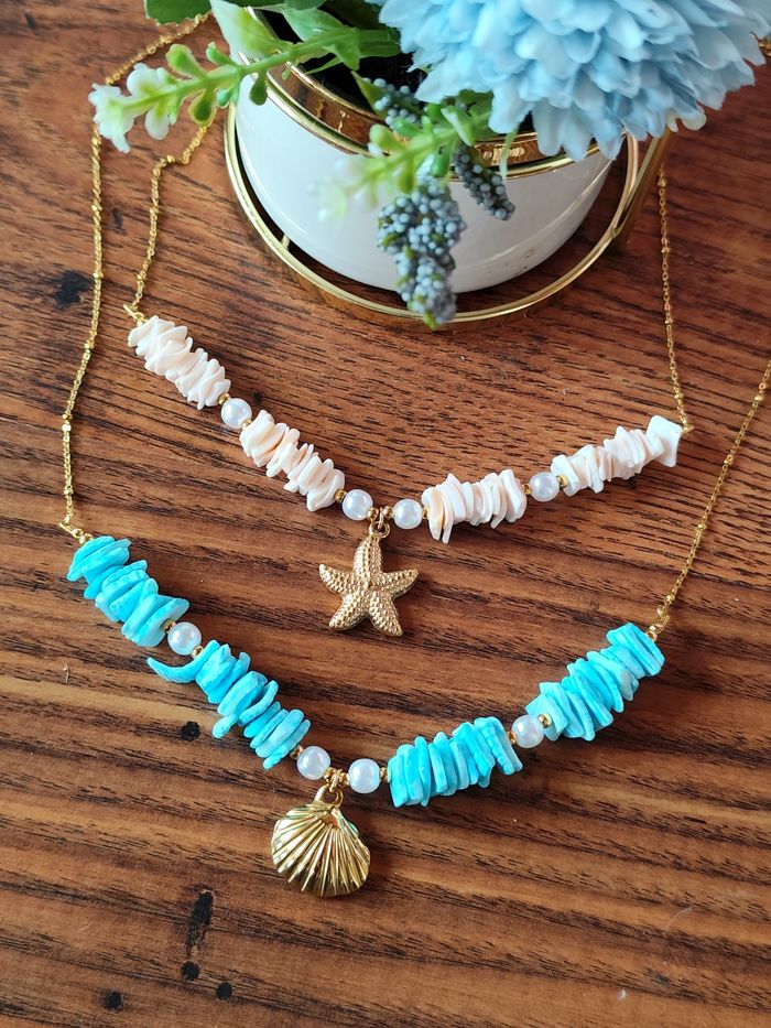 Collier coquillage turquoise ✅ - photo numéro 2
