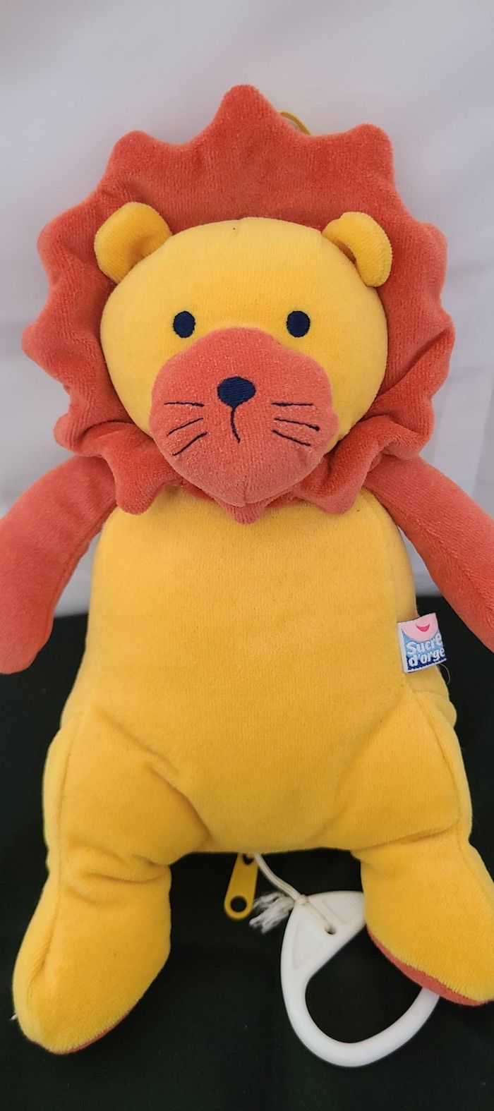 Doudou Peluche Lion Orange Jaune Sucre d'Orge musical - photo numéro 4