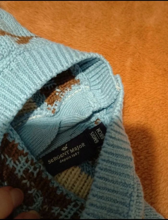 Pull Bébé 6 Mois - Tricot Jacquard Fleuri (Sergent Major) - photo numéro 3