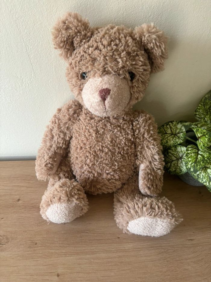 Doudou peluche  ours marron bouclette CA crédit agricole - photo numéro 2