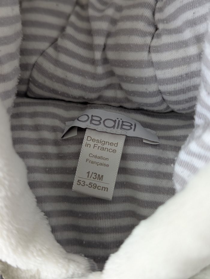 Combinaison bébé blanche OBAIBI 0/3 MOIS - photo numéro 3