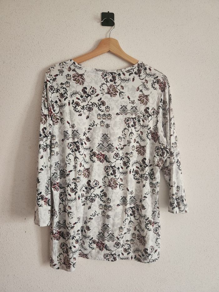 Haut blanc imprimé bohème – Manches 3/4 – Taille L – C&A - photo numéro 5