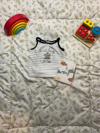 débardeur blanc rayé marine 3 mos kiabi