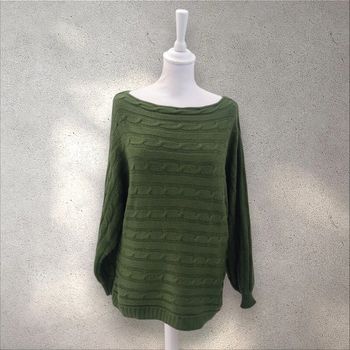 Pull tricot torsadé col bateau manches larges taille unique