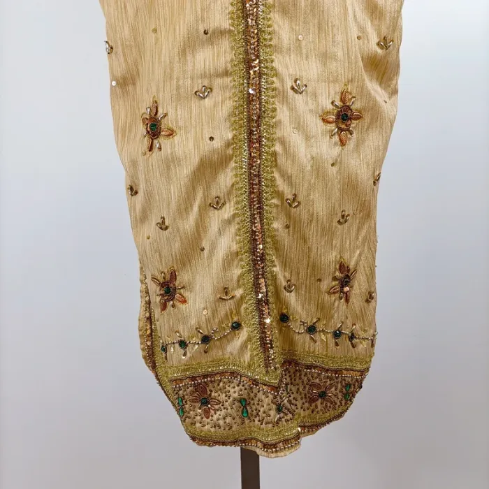Tunique dorée brodée style indien sans manches perles strass taille estimée M A1346 - photo numéro 3