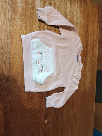 Pull rose chat fille taille 86/92 cm
