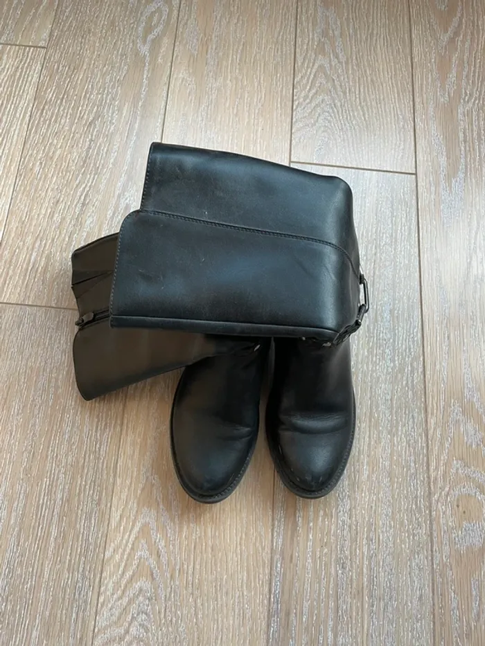 Bottes filles enfant noires simili cuir - photo numéro 3