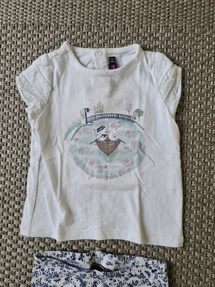 Ensemble "papillons et canard" bleu/blanc - 12 mois - photo numéro 2