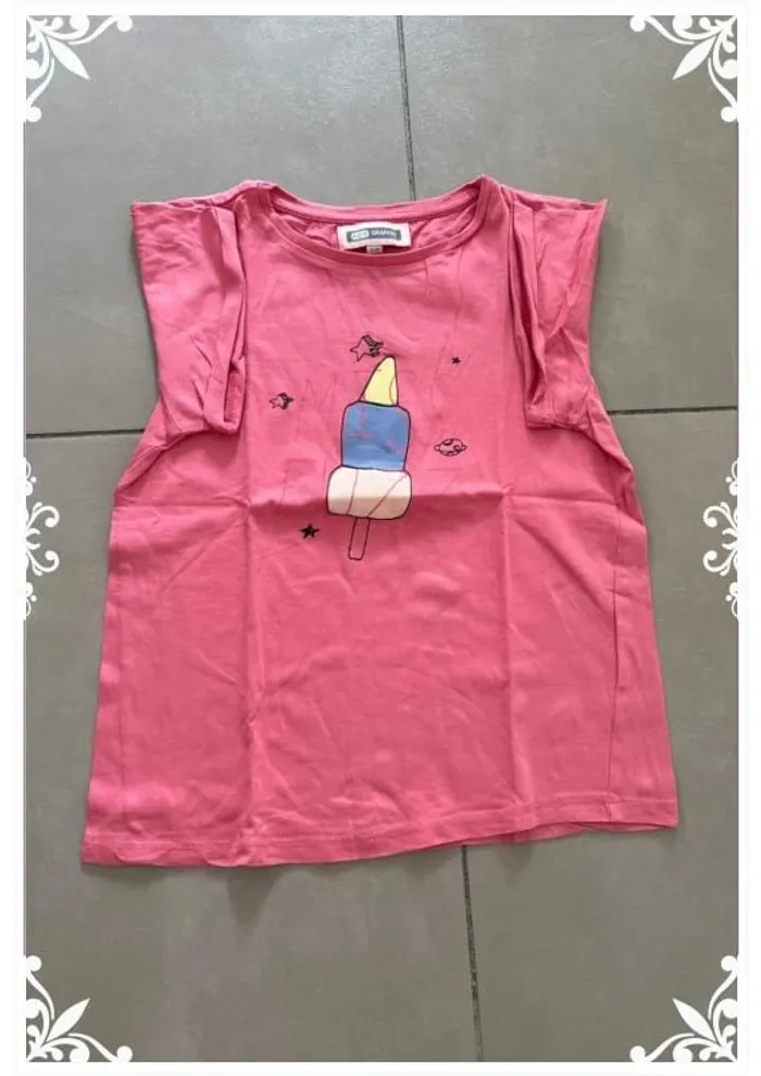 T-shirt rose Grafity enfant fille taille 10 ans - photo numéro 2