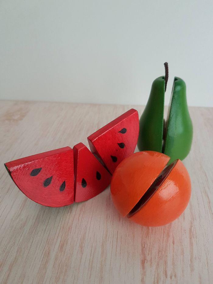 Balance du marché, fruits et légumes en bois à découper pour dînette - photo numéro 6