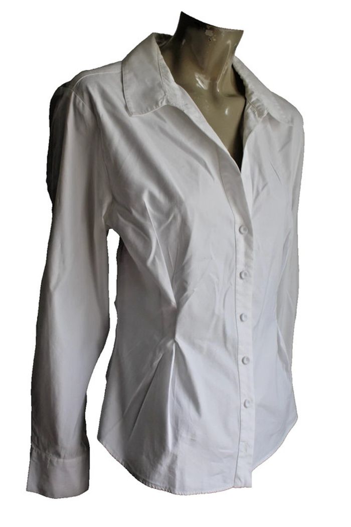 tunique chemise blouse en coton + lyocell blanc marque zara taille indiquée L = 40/42