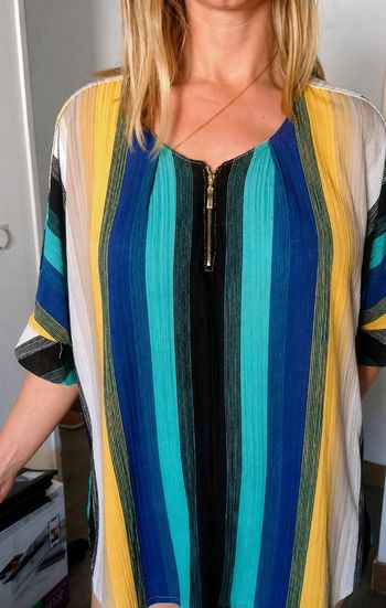 Blouse fluide multicolore Vetistyle 🌈 oversize – T50/52 (convient du 40 au 52)