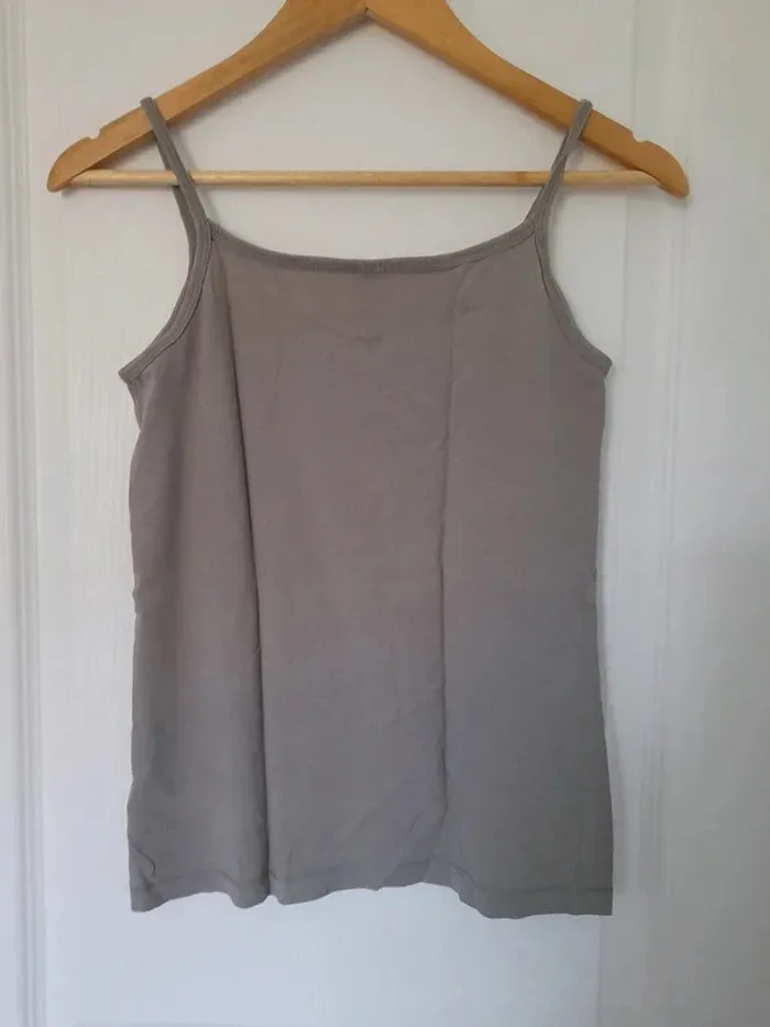 Débardeur à Bretelles en Coton Kaki - Taille S - Excellent État - photo numéro 2