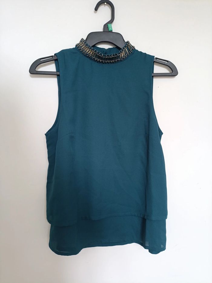 Top fluide bleu canard col perlé Anna Field Petite 34