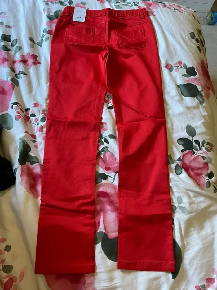 Pantalon jean tregging rouge cyrillus - photo numéro 2