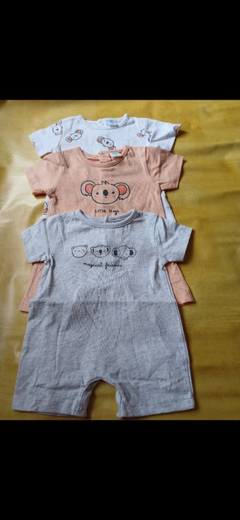 Lot 3 barboteuse combishort garçon koala tex baby 54 cm 1 mois