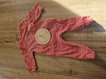 Pyjama en coton à rayures rouge et blanc - 3 mois