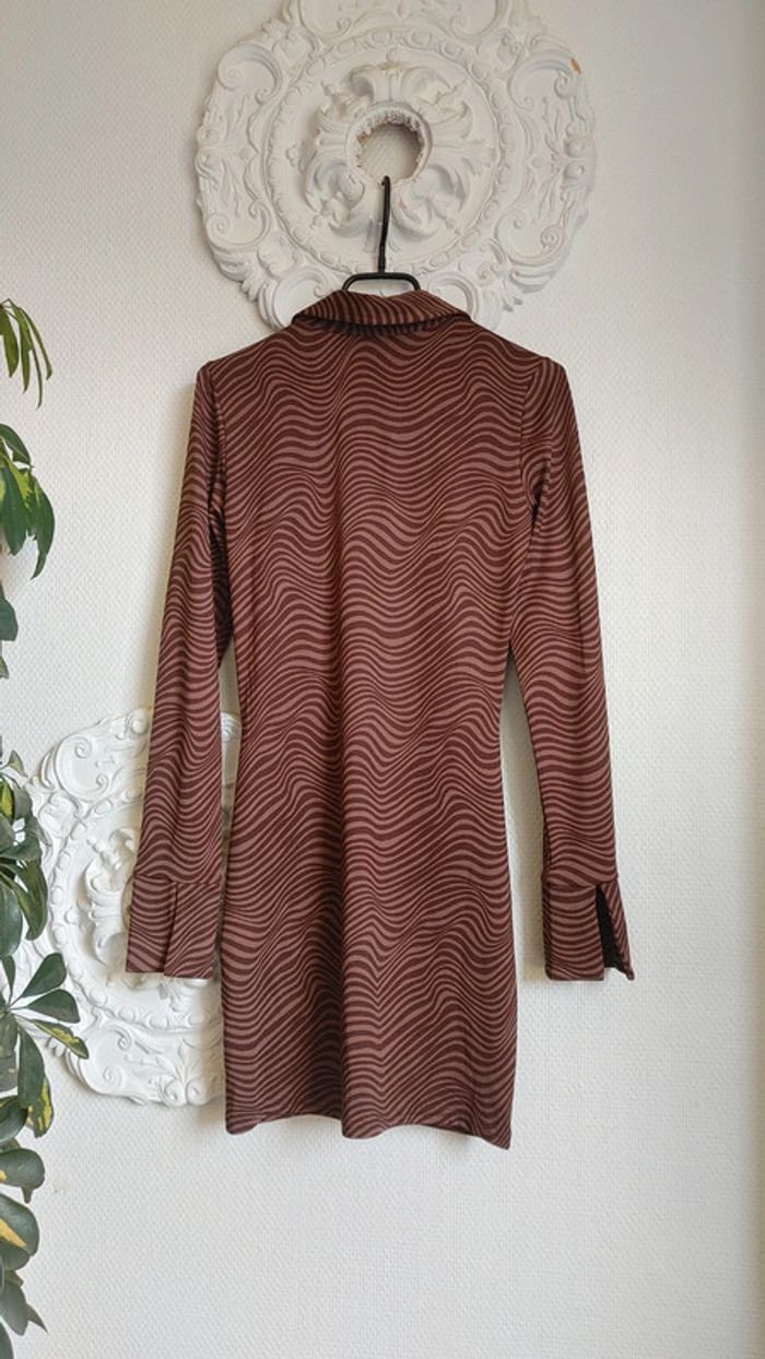 Mini robe moulante manches longues couleur marron taille s - photo numéro 2