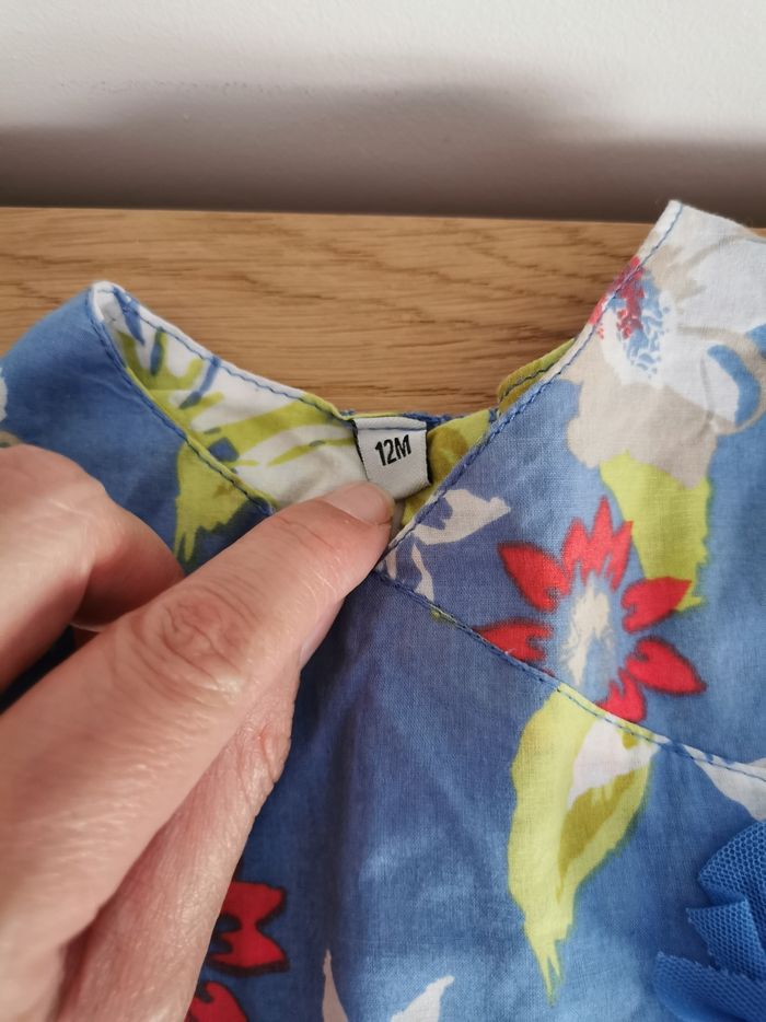 Robe bleue d'été aux motifs fleuris colorés 12mois - photo numéro 5