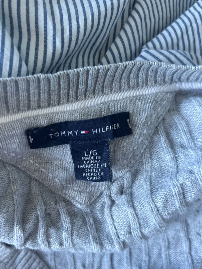 Pull col V torsadée tommy Hilfiger femme 100% coton - photo numéro 3