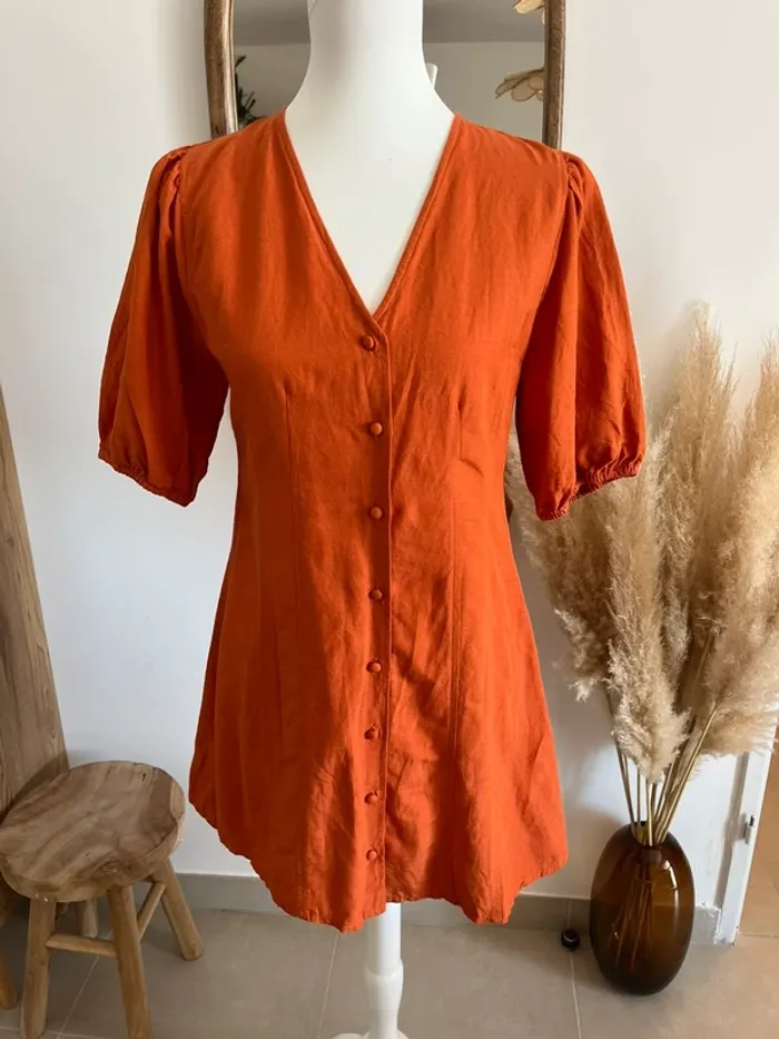 Robe en lin orange Mango - photo numéro 3
