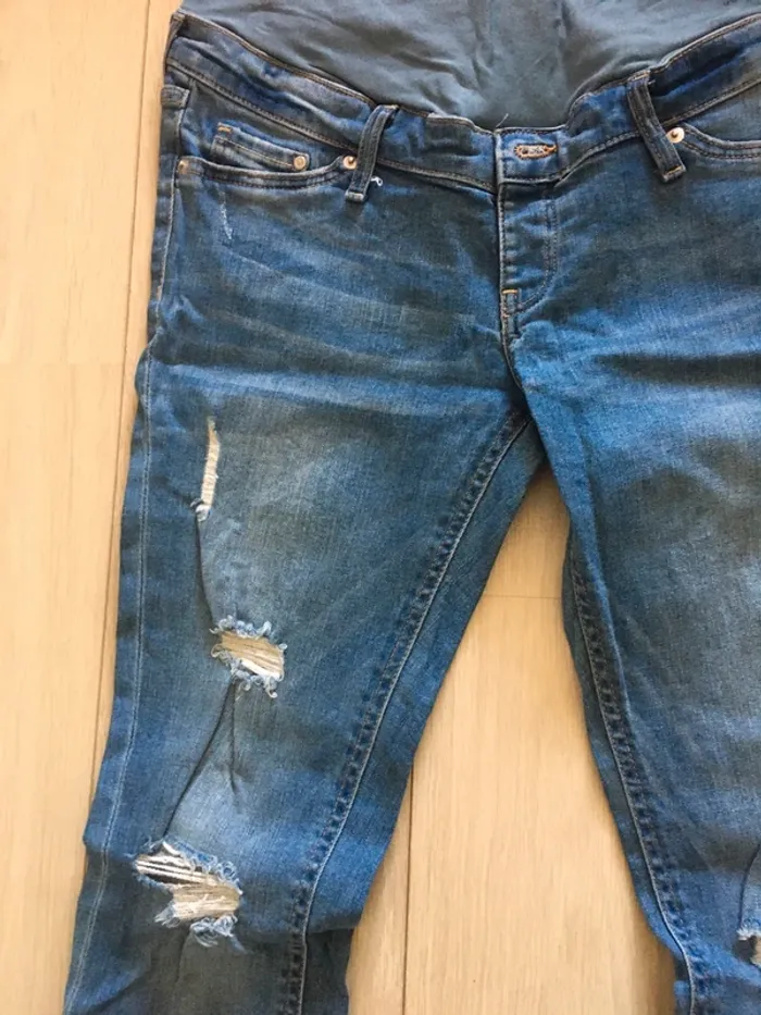 Jean de grossesse bleu coupe  7-8 T.40 H&M - photo numéro 3