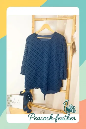 Haut bleu 42/44 pois effet 2en1